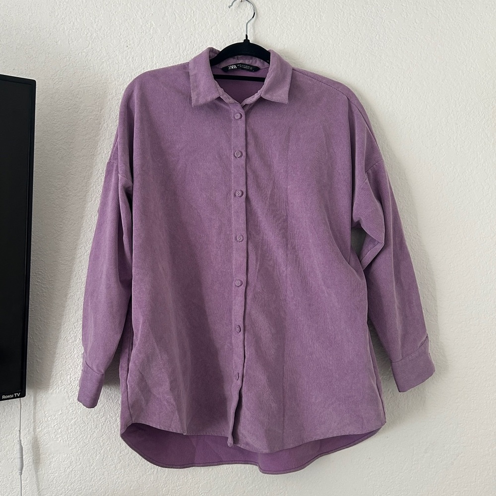 Oversized Zara Purple Shirt with Pockets